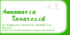 annamaria kovarcsik business card